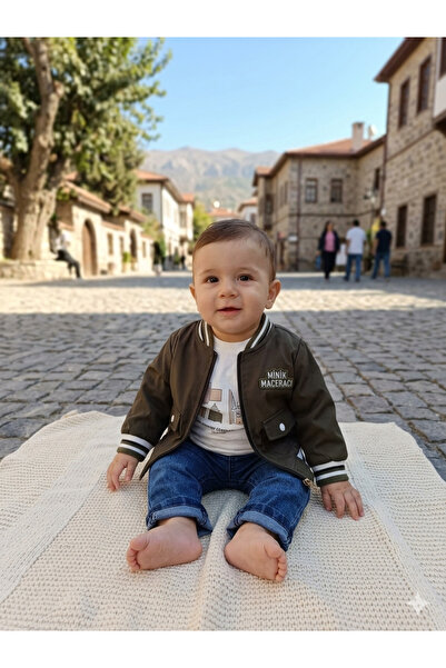 Donino Baby Erkek Bebek Haki Bomber Ceketli 3'lü Kot Takım – Küçük Centilmenl...