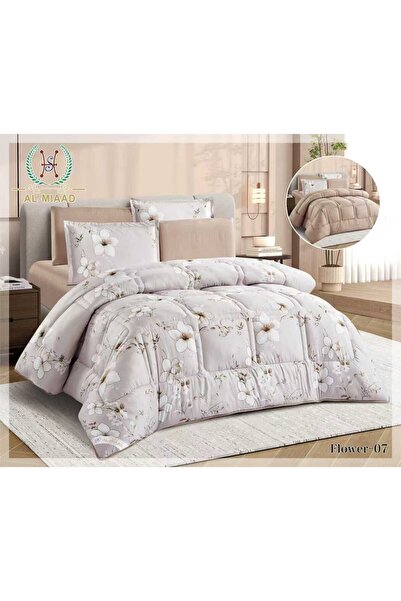 ALMIAAD Flower Puffed Microfiber Double-Sided Quilted Comforter with Fixed Fi...