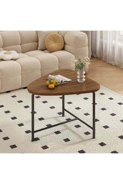 Vivendo Masuta triunghiulara pentru cafea, blat MDF, cadru metalic, 64 x 52 x...