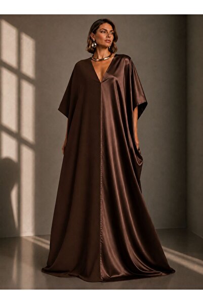 ALYEL NAKER Kimono Sleeve & A-Line Regular Fit Stylish Dress with Crepe & Sat...