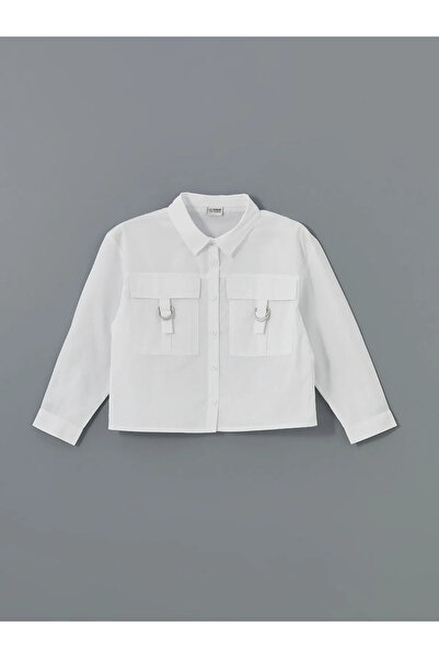 LC Waikiki White Basic Long Sleeve Girls' Shirt
