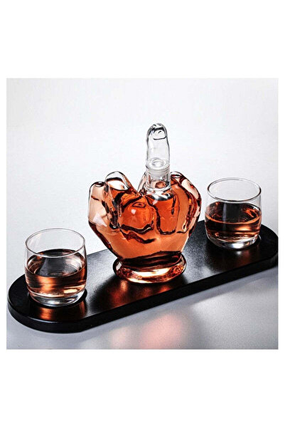 Vivendo Set decantor whisky in forma de mana cu pahare si suport