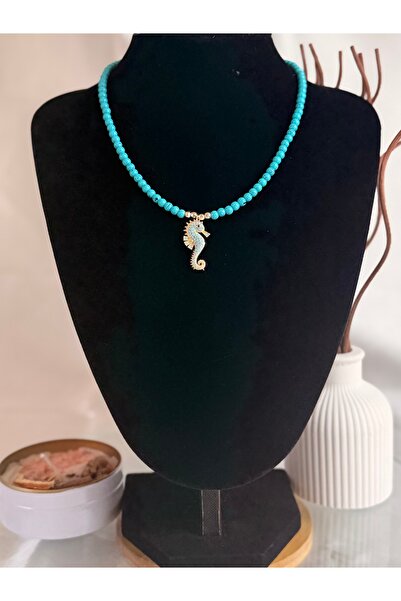 ANKA JEWELLRY قلادة تشوكر بتصميم حصان البحر التركوازي