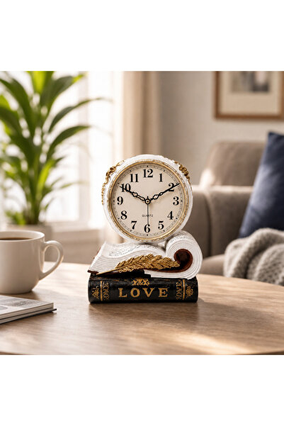 Vivendo Ceas de masa decorativ vintage pentru living dormitor birou 22 x 16 cm
