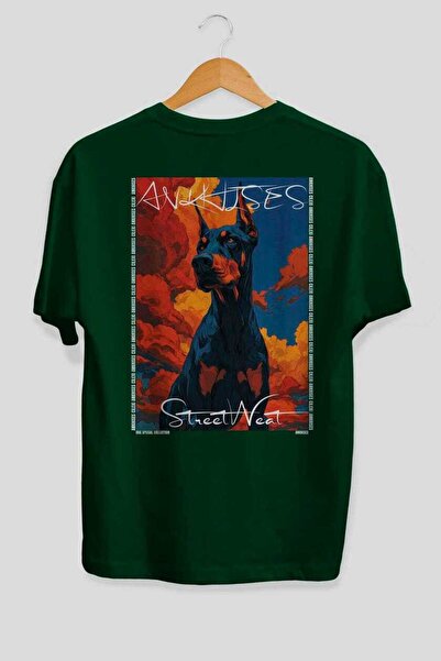 Ankhises Tricou verde supradimensionat cu imprimeu câinele "For Dog's Sake 17...