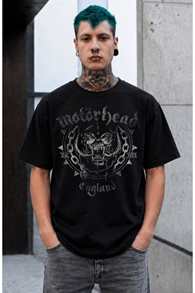 Fuddy Moda Μπλουζάκι Unisex Motörhead England με στάμπα και λαιμόκοψη, Oversi...