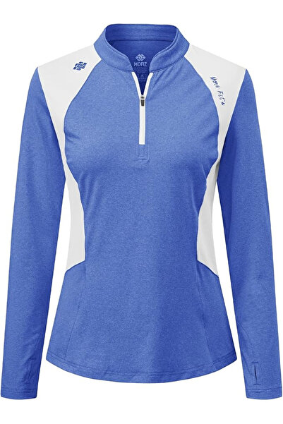 MOFIZ Tricou sport cu mânecă lungă dama, respirabil, MoFiz, albastru