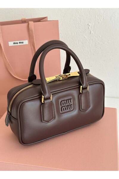 MIUMI Arcadie Leather Crossbody Hobo Handbag Women Camera With Top Handle 22*...