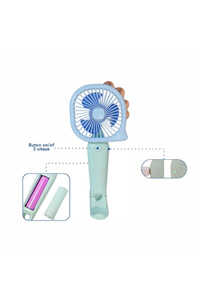 Naimeed Company Ventilator, cu baterie, Naimeed D5828, USB, Albastru, 112x212x43mm