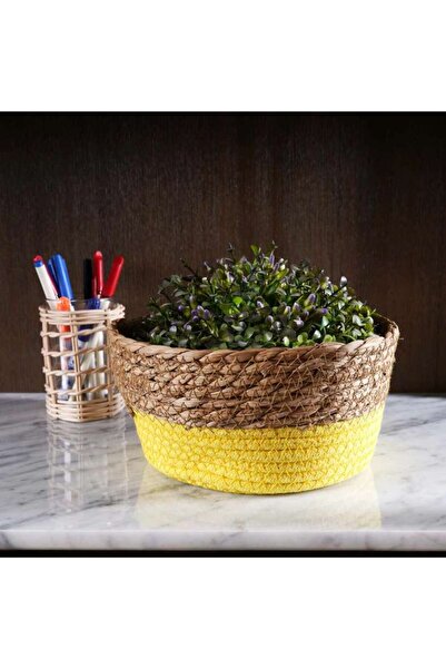 PAN HOME سلة زينة ناتورا 21x21x11 سم - أصفر
