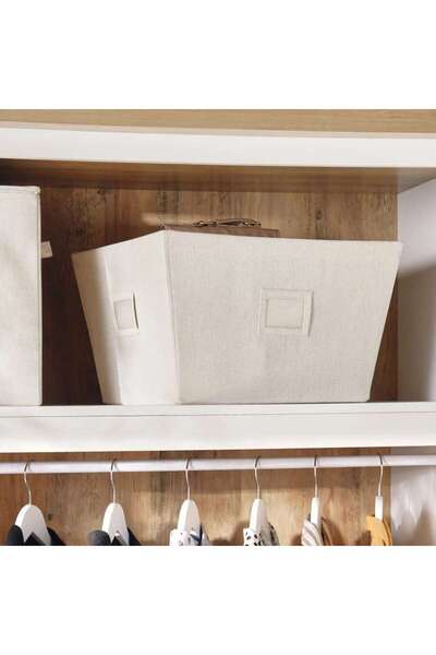 PAN HOME Coppell Canvas Storage Basket 43.2x35.6x25.4 Cm - Cream