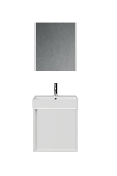 Creavit Vasa Kapaklı 50 Cm Beyaz Lavabo Dolabı Üçlü Set