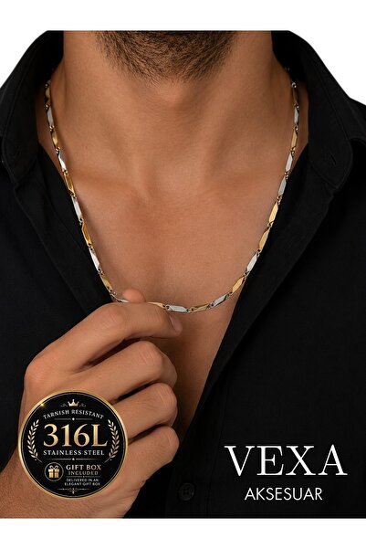 Vexa Aksesuar Imported 3-3.5 mm Match Chain Necklace 316L Steel Tarnish-Resis...