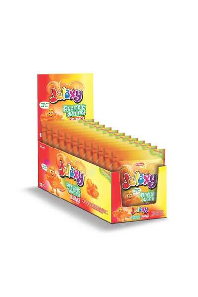 jelaxy Peelable Portakal Aromalı Soyulabilir Yumuşak Şekerleme 65 Gram 12 Ade...