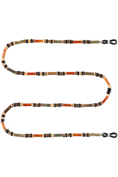 MINZA Vulcan Unisex Eyewear Chain, Beaded Eyewear Chain, with Ebony Wood, Aga...