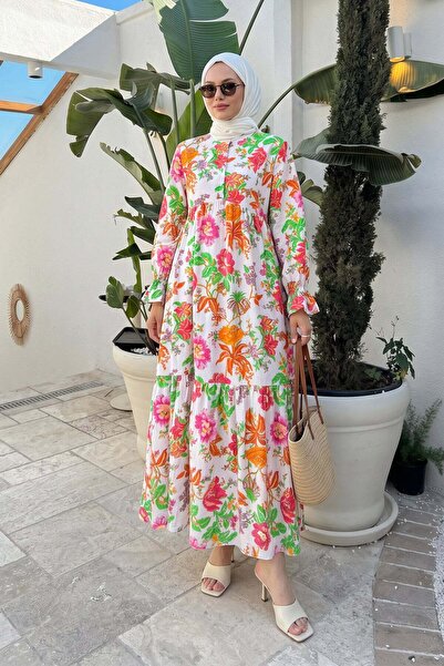 Salih Çelebi Rochie Hijab cu model Bujor 2341 - PUDRA