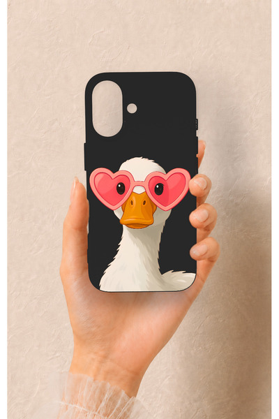 Vip Case iPhone 16 Uyumlu Aşık Ördek Desenli Silikon Kılıf