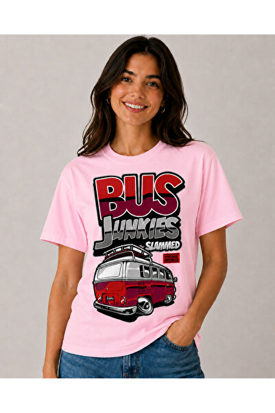 VODEXA Unisex Oversize T-Shirt Bus Printed 100% Cotton T-Shirt Comfortable Fit