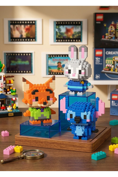 Lilibin Nıck Wild Judy Hopps ve Stitch 3lü' Set 3D yapboz Set - Mikro Blok Ya...
