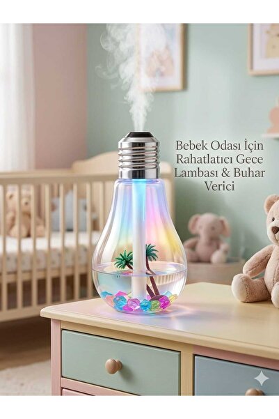 Lider MAGNESİA 7LED IŞIKLI AMPUL ŞEKİLLİ GECE LAMBASI HAVA NEMLELENDİRİCİ USB...