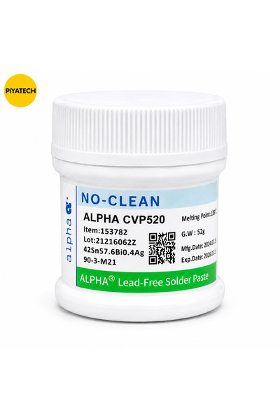 PİYATECH Cvp520 No-Clean Kurşunsuz 138°C Düşük Isı Krem Lehim 52 Gram
