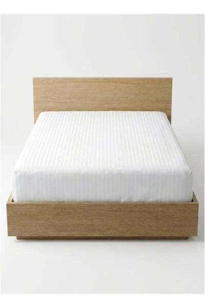 Hotel Linen Klub 1Pc Queen Fitted Sheet - 600Tc 100% Cotton 1 INCH Stripe Sat...
