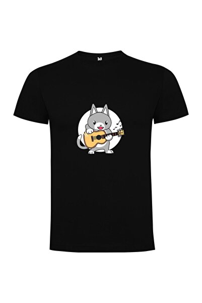 iLovePrints Guitar-Strumming Feline Tshirt