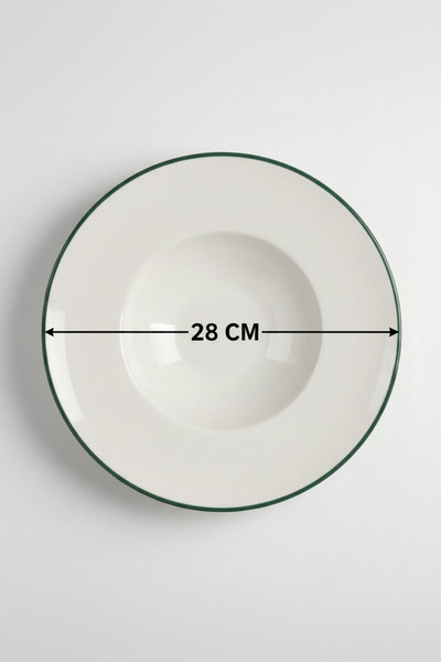 rinart Set of 6 Valencia Pasta Plates 28cm Rim Green