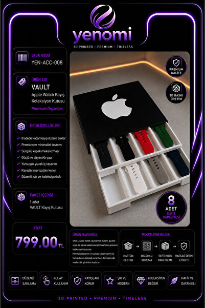 VAULT Apple Watch Kayış Koleksiyon Kutusu 8 kayış kapasiteli