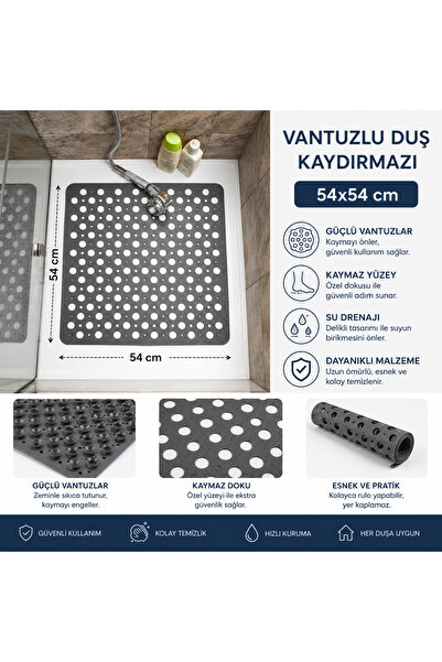 GenelTedarik Shower Anti-Slip Suction Cup Non-Slip Base Shower Mat 54X54 cm