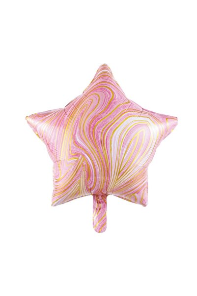 MP Mirific Party Marbleized metallic foil balloon, star, pink, 45 cm