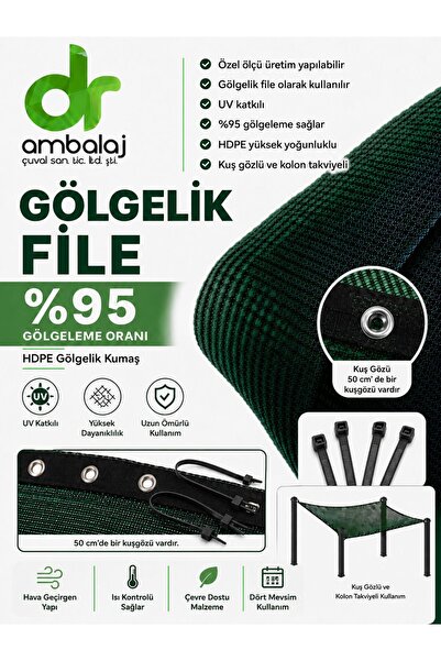 dr ambalaj çuval san.tic.ltd.şti. شبكة تظليل 3 متر × 100 متر، 95% تعتيم، شبكة...