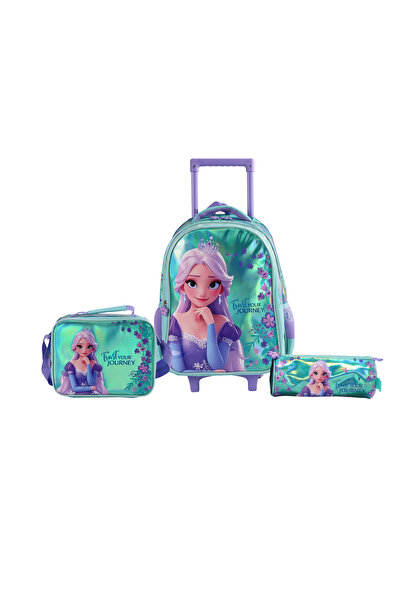 Moon Elsa 3 in 1 Trolley Set - (16-Inch) Premium Kids School Bag with Lunch B...