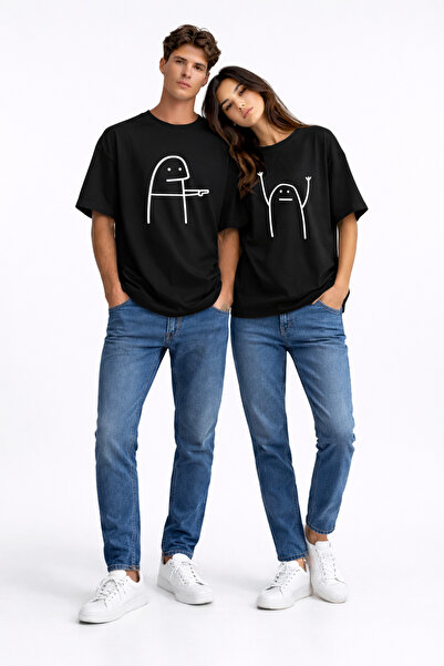 NEVERMİND Funny Trash Man Couple T-Shirt Oversize Unisex Lover's Combination ...
