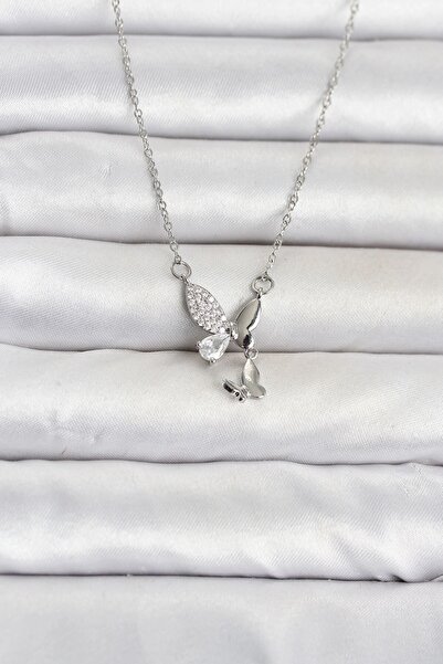 SORA GROUP ®   316L Steel Chain Silver Color Butterfly Model Women's Necklace
