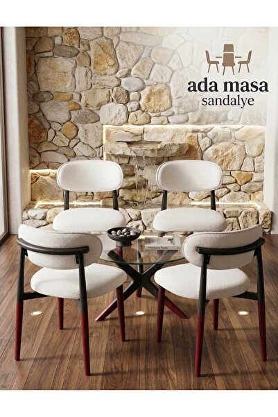 ADA MASA SANDALYE Polo Sandalye 6 Lı Mutfak Sandalyesi Metal