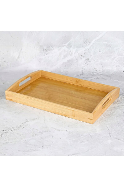 Edenza Bamboo Tray 33X23 cm Natural Wooden Serving Tray with Handles Breakfas...