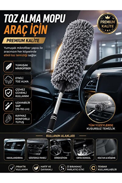 Single Oto Genel Temizlik Mikrofiber Lüx Toz Alma Mopu Teleskopik Anti Statik...