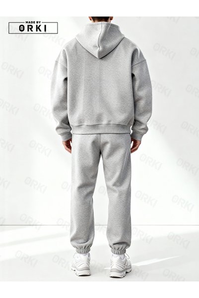 EFFRENATU Unisex Large Size Hooded Zippered Tracksuit Set