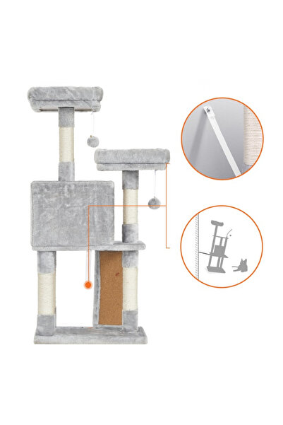 OEM Ansamblu de Joaca, pentru Pisici – Cat, Tree, 115 cm, 2 Culcusuri Casuta ...