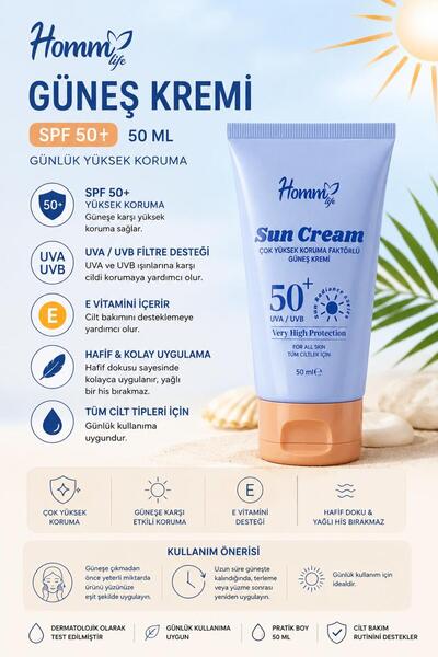 Genel Markalar Homm Bitkisel HOMM LIFE GÜNEŞ KREMİ 50 SPF 50 ML