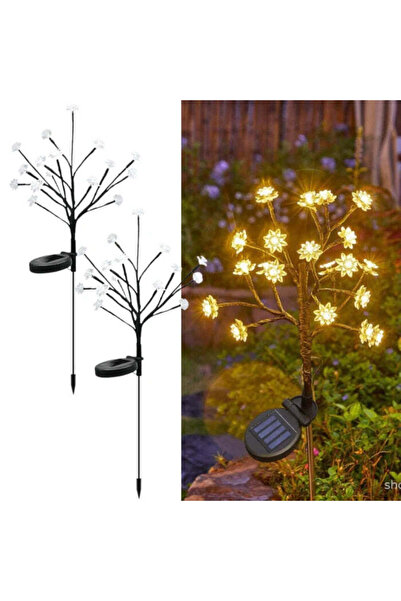 Vivendo Top Bottom Set of 2 Decorative Solar Lamps Flower Branch LED 65cm IP6...