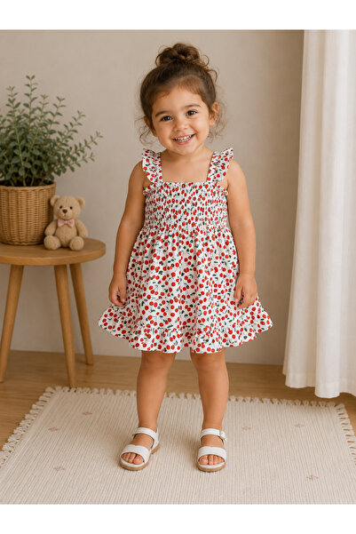 SANTRALBEBE Baby Girl Checkered Floral Dress