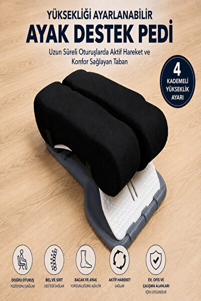 VISCORA Ergonomik Ayak Destek Pedi – 4 Kademeli Yükseklik Ayarlı Aktif Hareke...