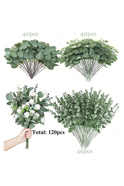 Choice5 J250167-D-W-120 30/60/120Pcs Artificial Eucalyptus Leaves Stems Bulk ...