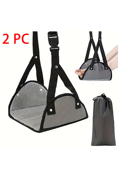 Choice4 Grey2pc Adjustable foot hammocks for travel, car, airplane rest, offi...
