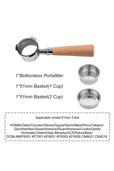Choice Donlim51MM-Beech B Coffee Bottomless Portafilter 51mm For Homix H11 Os...