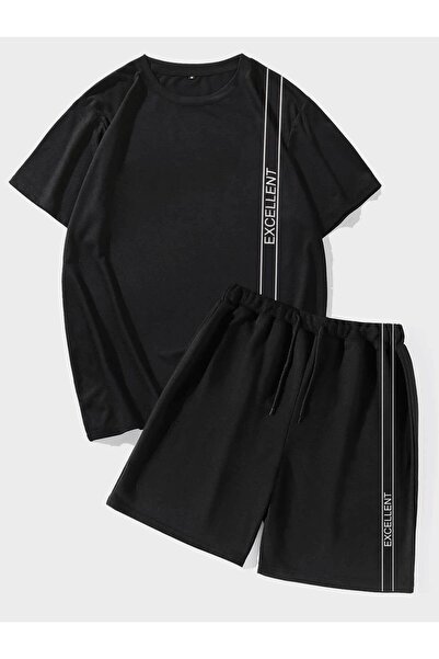 JANTIL MODA طقم تي شيرت وشورت أساسي كبير الحجم للجنسين