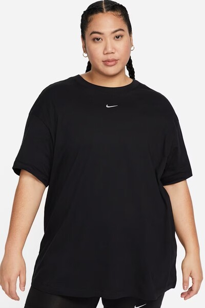 Nike Tricou esențial pentru femei, croială lejeră, din material organic, negru