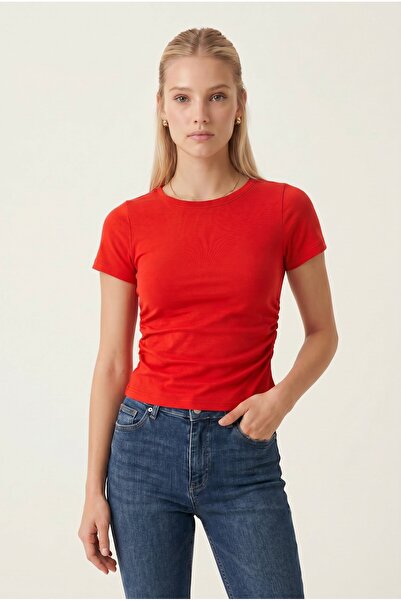 NOTHING Γυναικείο T-shirt Modal με μαζεμένα πλαϊνά μέρη SN-4532
